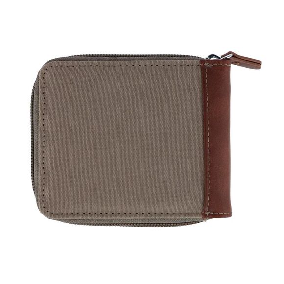 Buxton Men's RFID Canvas and Leather Zip Around Wallet - Picture 2 of 3